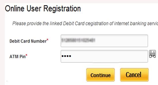 pnb उपयोगकर्ता पंजीकरण डेबिट कार्ड सत्यापन पृष्ठ