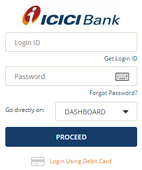 आईसीआईसीआई बैंक कॉर्पोरेट लॉगिन फॉर्म